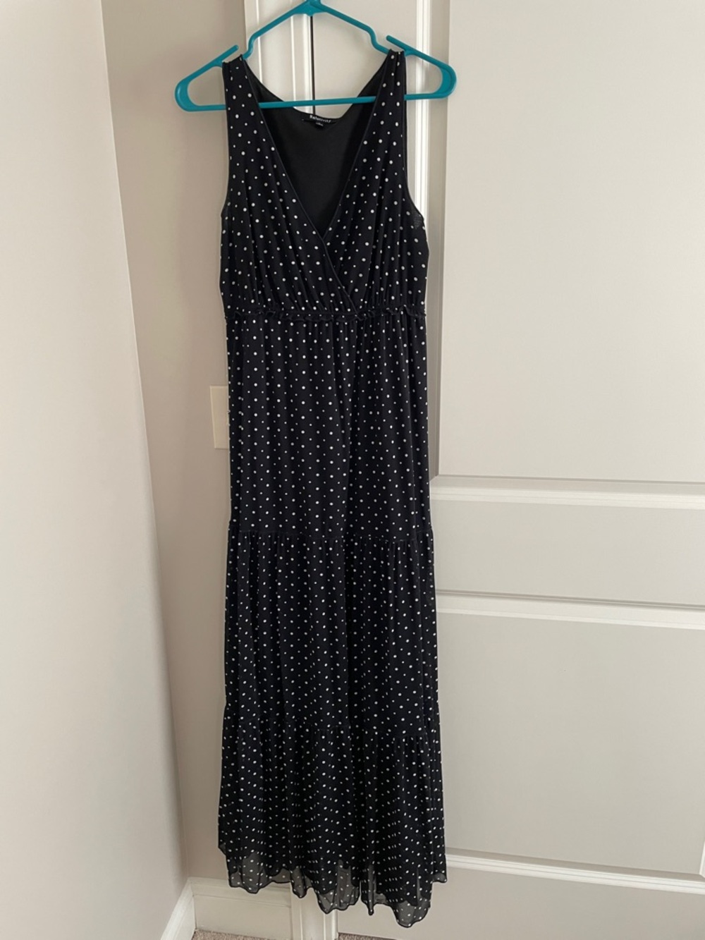 Relativity Black Maxi Dress with White Polka Dot Print